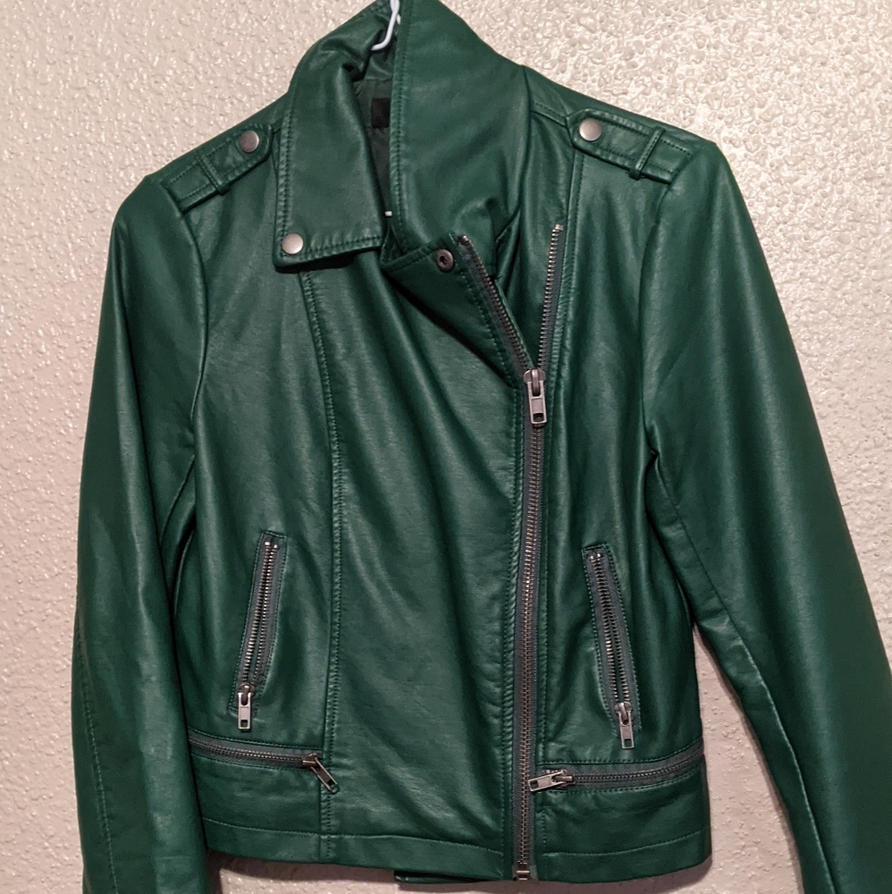 Green Faux Leather Jacket